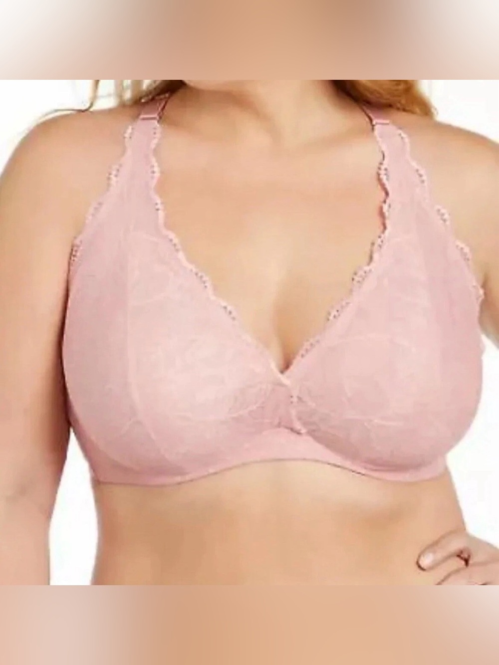 Lace Wireless Full Coverage Bra - Pink